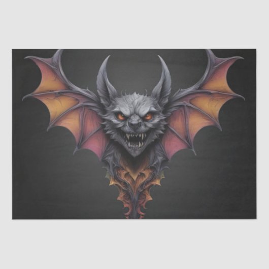 Beängstigendes Battfarbenpapier Gezeichnet, entpac Seidenpapier (Vorderseite)