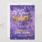 Beängstigendes Beängstigendes NachtHalloween Lila- Einladung (Vorderseite)
