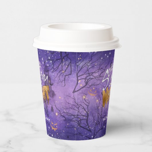 Beängstigendes Beängstigendes NachtHalloween Lila- Pappbecher (Rechts)