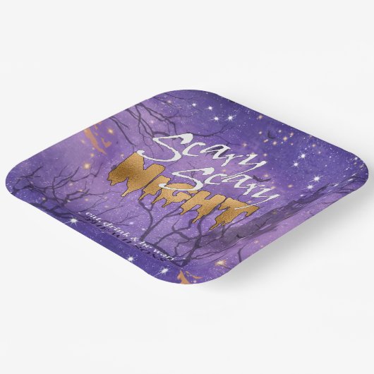 Beängstigendes Beängstigendes NachtHalloween Lila- Pappteller (Gewinkelt)