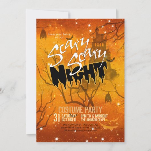 Beängstigendes Beängstigendes NachtHalloween Orang Einladung (Vorderseite)