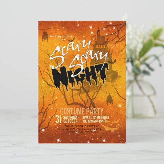 Beängstigendes Beängstigendes NachtHalloween Orang Einladung (Stehend Vorderseite)