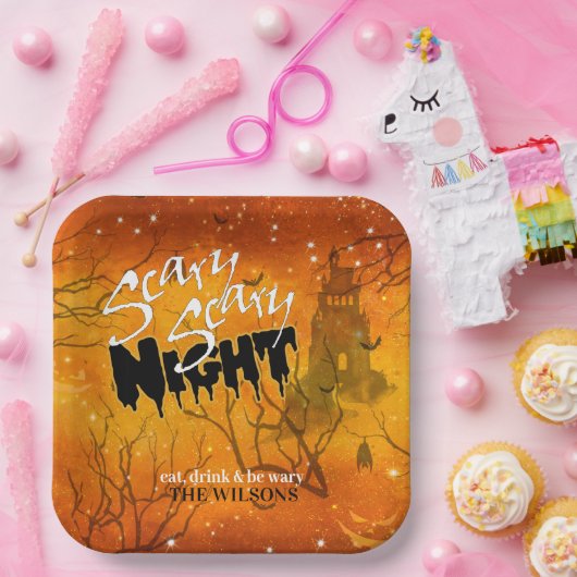 Beängstigendes Beängstigendes NachtHalloween Orang Pappteller (Party)