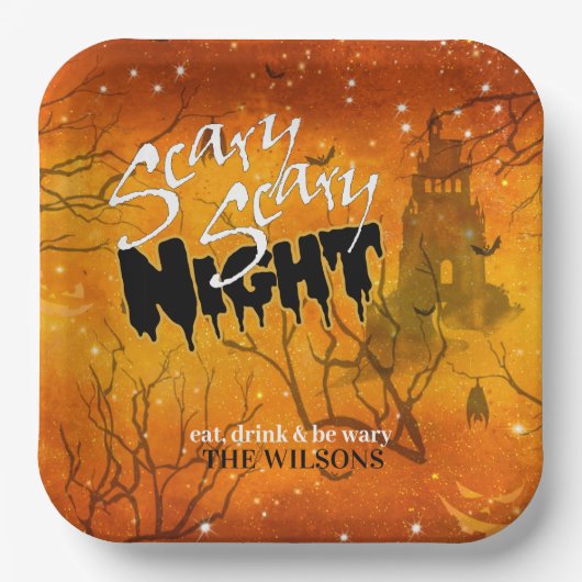 Beängstigendes Beängstigendes NachtHalloween Orang Pappteller (Vorderseite)