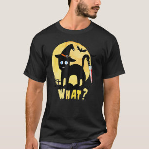 Beängstigendes Black Cat Knife Halloween Hexenhut  T-Shirt