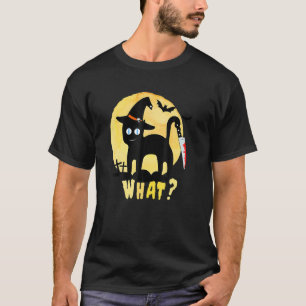 Beängstigendes Black Cat Knife Halloween Hexenhut T-Shirt