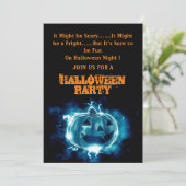 Beängstigendes Black Pumpkin-Halloween-Party Einladung (Stehend Vorderseite)