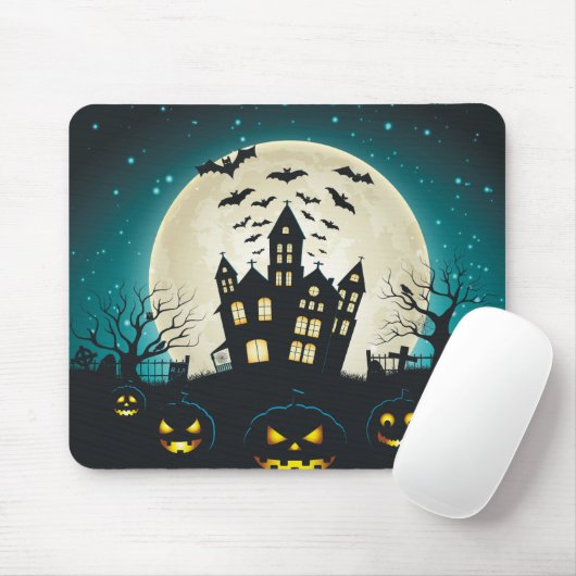 Beängstigendes Blau und Spuk Schwarzes Haus Hallow Mousepad (Mit Mouse)