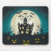 Beängstigendes Blau und Spuk Schwarzes Haus Hallow Mousepad (Vorne)