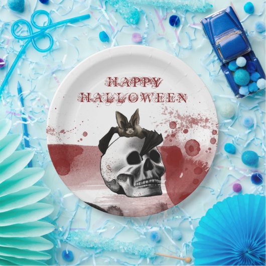 Beängstigendes Bluody Skull Happy Halloween Party Pappteller (Party)