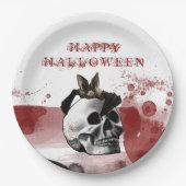 Beängstigendes Bluody Skull Happy Halloween Party Pappteller (Vorderseite)