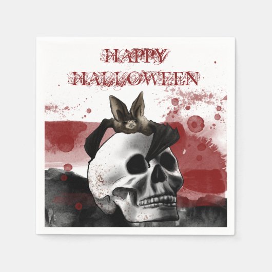 Beängstigendes Bluody Skull Happy Halloween Party Serviette (Vorderseite)