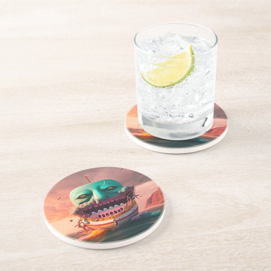 Beängstigendes Boot Getränkeuntersetzer (Seite)