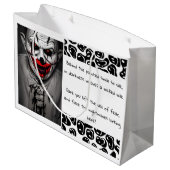 Beängstigendes Böse lächelt Clown & Quote Große Geschenktüte (Rückseite Schrägansicht)