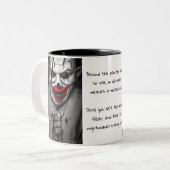 Beängstigendes Böse lächelt Clown & Quote Zweifarbige Tasse (Vorderseite Links)