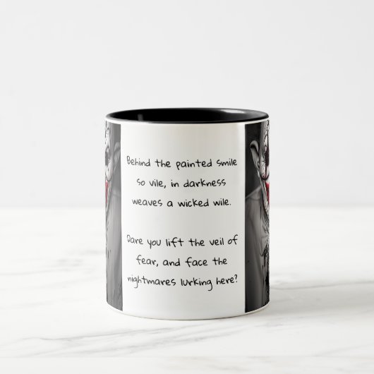 Beängstigendes Böse lächelt Clown & Quote Zweifarbige Tasse (Mittel)