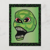 Beängstigendes Böse schreit grüner Schädel Postkarte (Vorderseite)