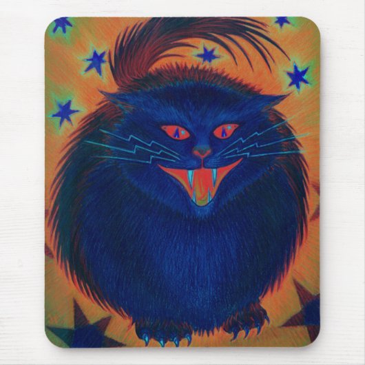 Beängstigendes Cat Blue Mousepad (Vorne)