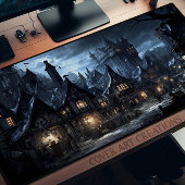 Beängstigendes Creepy Macabre Village Schreibtischunterlage