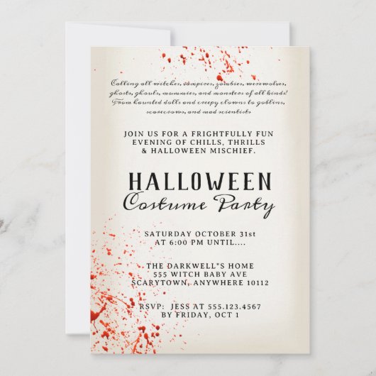Beängstigendes erwachsenes Spritzer Halloween-Part Einladung (Vorderseite)