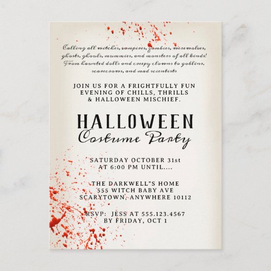 Beängstigendes erwachsenes Spritzer Halloween-Part Postkarte (Vorderseite)