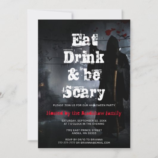 Beängstigendes Essen Drink & Be Beängstigendes Hal Einladung (Vorderseite)