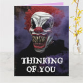 BEÄNGSTIGENDES EVIL CLOWING DENKEN SIE Grußkarte Karte (Gelbe Blume)