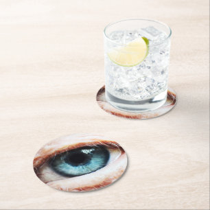 Beängstigendes Eyeball und Halloween Blue Eye / s Runder Pappuntersetzer