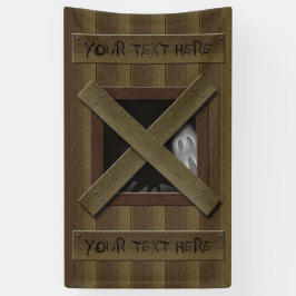 Beängstigendes Fake-Broken-Fenster mit Ghost-Text Banner