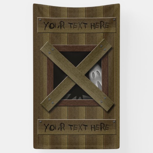 Beängstigendes Fake-Broken-Fenster mit Ghost-Text Banner (Vertikal)