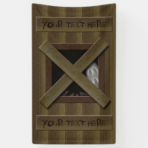 Beängstigendes Fake gebrochenes Fenster mit Geist Banner