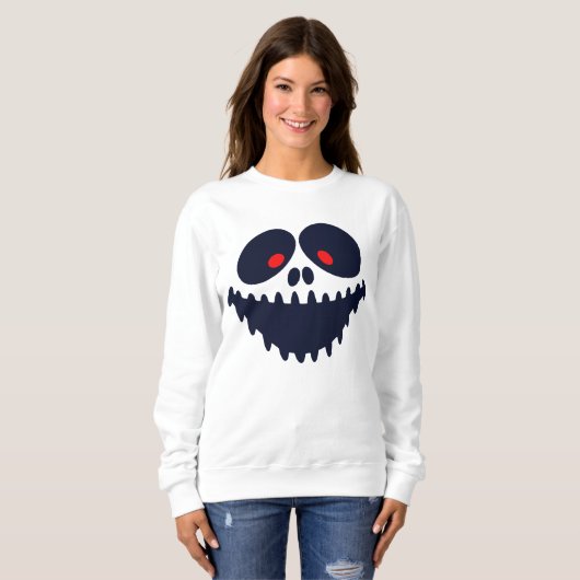 Beängstigendes Funny Face Halloween Ghost Sweatshi Sweatshirt (Vorne ganz)