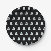 Beängstigendes Ghost-Muster schwarz und weiß Pappteller (Vorderseite)