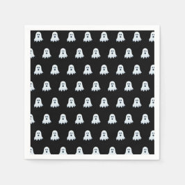 Beängstigendes Ghost-Muster schwarz und weiß Serviette