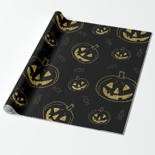 Beängstigendes Gold Black Pumpkin Celestial Hallow Geschenkpapier