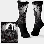 Beängstigendes Goth Ghost House am Abend Schwarz Socken