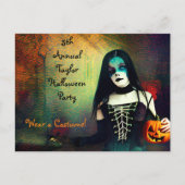 Beängstigendes Gothic Girl and Pumpkin Halloween-P Postkarte (Vorderseite)
