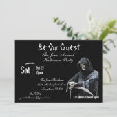 Beängstigendes Grim Sensenmann Death Halloween-Par Einladung (Stehend Vorderseite)