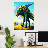 Beängstigendes grünes Biest im Berg | AI Art Poste Poster (Heimbüro)