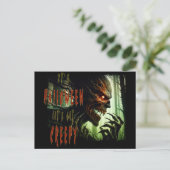 Beängstigendes, gruseliges Holzmonster, Dämon oder Postkarte (Stehend Vorderseite)