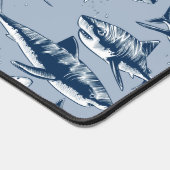 Beängstigendes Hai Muster Kids Name | Blau Schreibtischunterlage (Ecke)