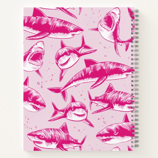 Beängstigendes Hai Muster Name Rosa Kinder Notizblock (Rückseite)