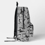 Beängstigendes Hai-Muster Schwarzes Monogramm Bedruckter Rucksack (Links)