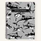 Beängstigendes Haimuster Name Schwarze Kinder Notizblock (Vorderseite)