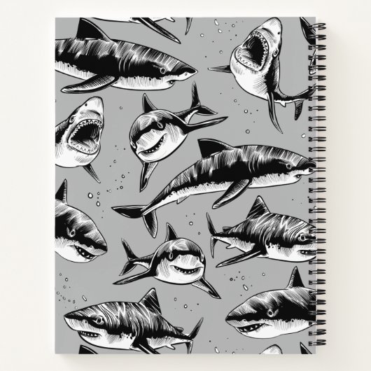 Beängstigendes Haimuster Name Schwarze Kinder Notizblock (Rückseite)