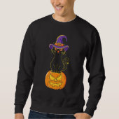 Beängstigendes Halloween Black Cat Kostüm Hexenhut Sweatshirt (Vorderseite)