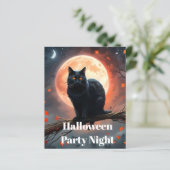 Beängstigendes Halloween Black Cat Moonlight, (Stehend Vorderseite)