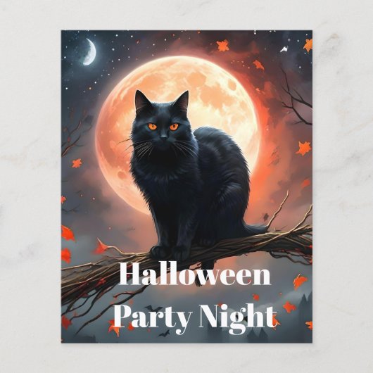 Beängstigendes Halloween Black Cat Moonlight, Flyer (Vorne)