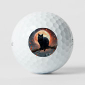 Beängstigendes Halloween Black Cat Moonlight, Golfball (Vorderseite)