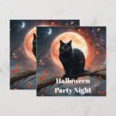 Beängstigendes Halloween Black Cat Moonlight, Save The Date (Vorne/Hinten)